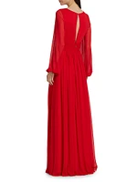 Fiona Chiffon Long-Sleeve Gown