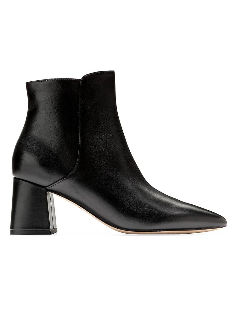 Catlyn Leather Block-Heel Booties