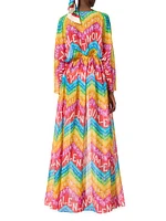 Chevron Muslin Evening Dress