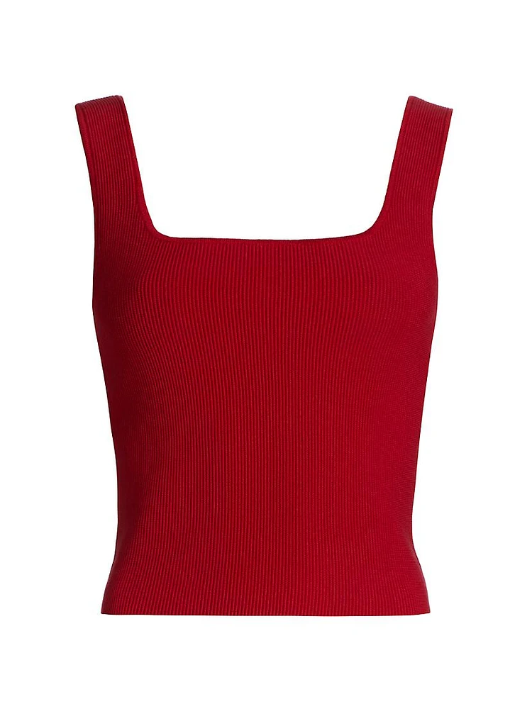 Julia Rib-Knit Squareneck Tank