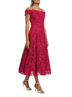 Floral Lace Off-the-Shoulder Cocktail Dress