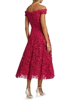 Floral Lace Off-the-Shoulder Cocktail Dress