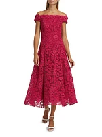 Floral Lace Off-the-Shoulder Cocktail Dress