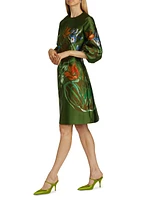 Floral Puff-Sleeve Cocktail Dress