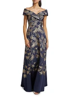 Jacquard Off-The-Shoulder Gown