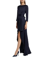 Draped Sash High-Low Gown