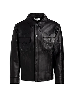 Nahom Leather Shirt Jacket