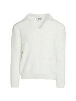 Halewat Fuzzy Knit Polo Sweater