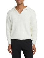 Halewat Fuzzy Knit Polo Sweater