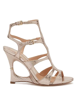 Paradis 105MM Python-Embossed Leather Wedge Sandals