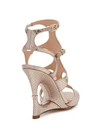 Paradis 105MM Python-Embossed Leather Wedge Sandals