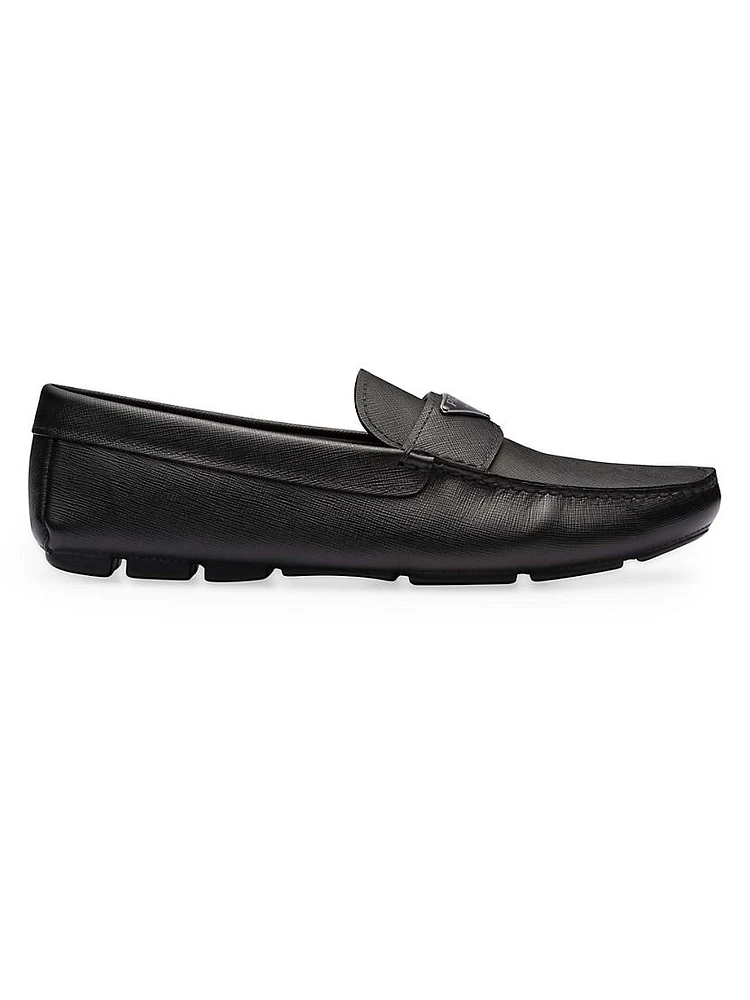 Saffiano Leather Driver Loafers