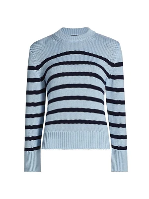 Alise Striped Cotton Crewneck Sweater