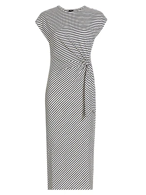 Selah Striped Side-Tie Midi-Dress