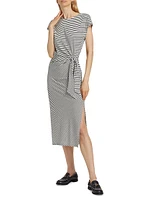 Selah Striped Side-Tie Midi-Dress