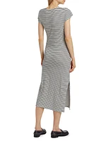 Selah Striped Side-Tie Midi-Dress