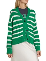 Geneva Striped Cotton Pointelle Cardigan