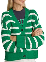 Geneva Striped Cotton Pointelle Cardigan