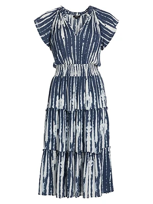 Amellia Tie-Dye Tiered Midi-Dress