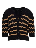 Isla Wavy Striped Pointelle Cardigan