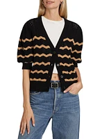 Isla Wavy Striped Pointelle Cardigan