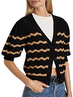 Isla Wavy Striped Pointelle Cardigan