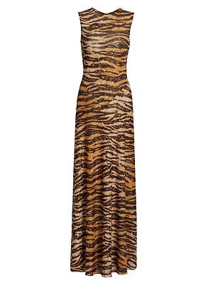 Unzina Tiger Stripe A-Line Maxi Dress