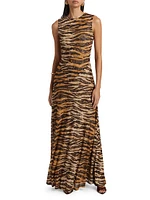 Unzina Tiger Stripe A-Line Maxi Dress