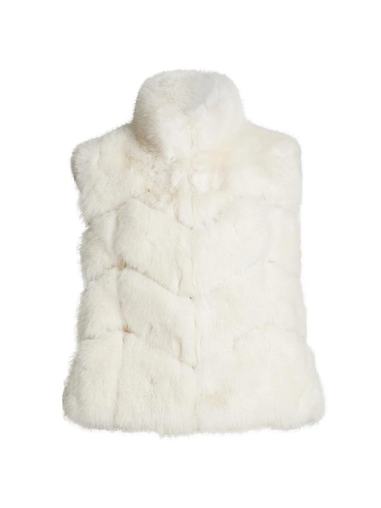 Rosario Chevron Faux-Fur Vest