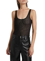 Gigi Crystal-Embellished Mesh Sleeveless Bodysuit