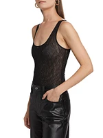 Gigi Crystal-Embellished Mesh Sleeveless Bodysuit