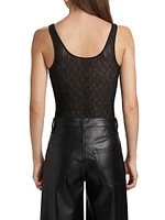 Gigi Crystal-Embellished Mesh Sleeveless Bodysuit