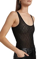 Gigi Crystal-Embellished Mesh Sleeveless Bodysuit