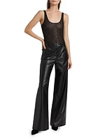 Gigi Crystal-Embellished Mesh Sleeveless Bodysuit