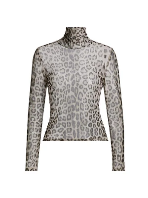 Tyla Leopard Mesh Turtleneck