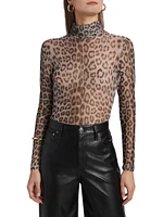 Tyla Leopard Mesh Turtleneck