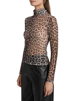 Tyla Leopard Mesh Turtleneck