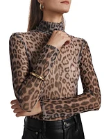 Tyla Leopard Mesh Turtleneck