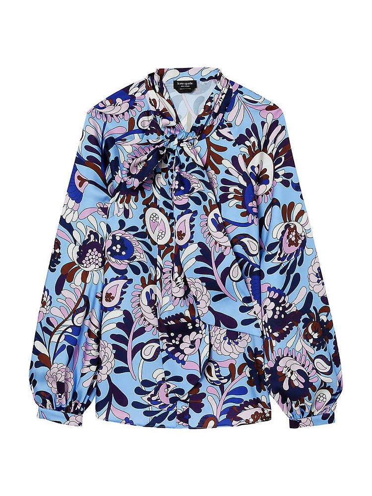 Mainline Autumn Paisley Tie-Neck Shirt