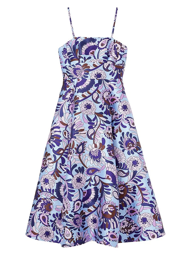 Anita Brocade Floral Midi-Dress