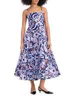 Anita Brocade Floral Midi-Dress