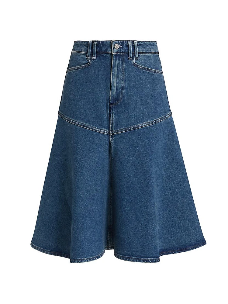 Alice Stretch Denim A-Line Midi-Skirt