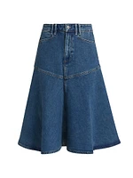 Alice Stretch Denim A-Line Midi-Skirt