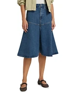 Alice Stretch Denim A-Line Midi-Skirt