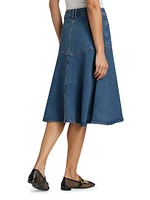 Alice Stretch Denim A-Line Midi-Skirt