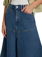 Alice Stretch Denim A-Line Midi-Skirt