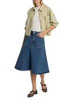 Alice Stretch Denim A-Line Midi-Skirt