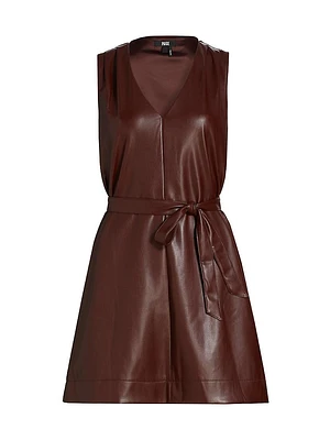 Alessi V-Neck Faux Leather Dress