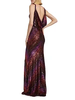 Sequined Stripe Slip Gown