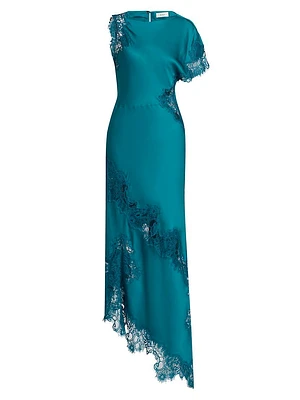 Alessia Lace-Trim Satin Maxi Dress